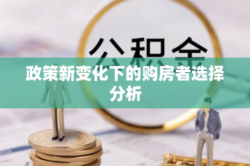 新郑政策新变化下的购房者选择分析